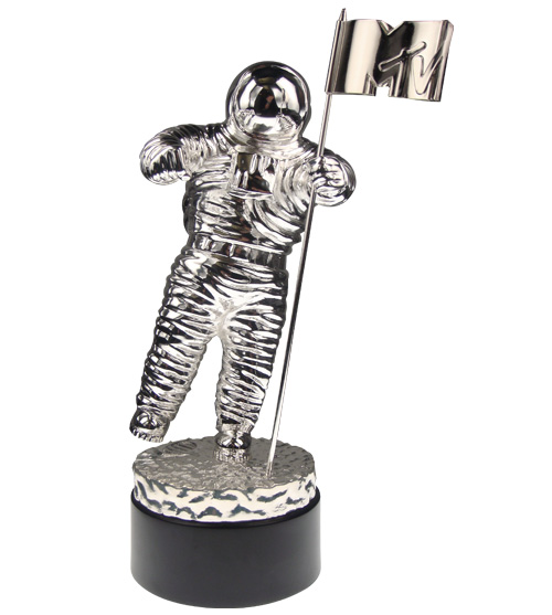 The redesigned MTV VMA Moonman by Society Awards, pictured on a white background