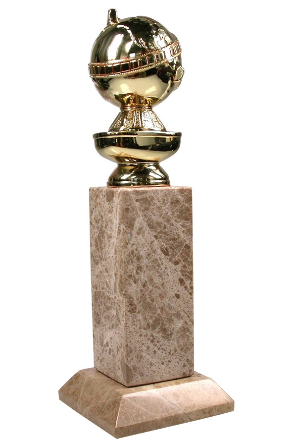 World Famous Entertainment Award - the Golden Globe Award Trophy - beautiful custom Society Awards creation - gold plated metal casting on marble